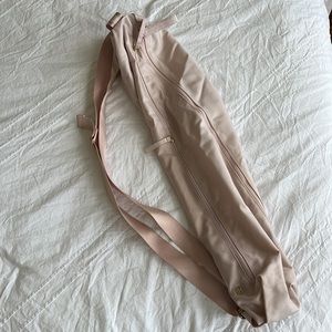 Light pink and gold lululemon yoga mat bag
